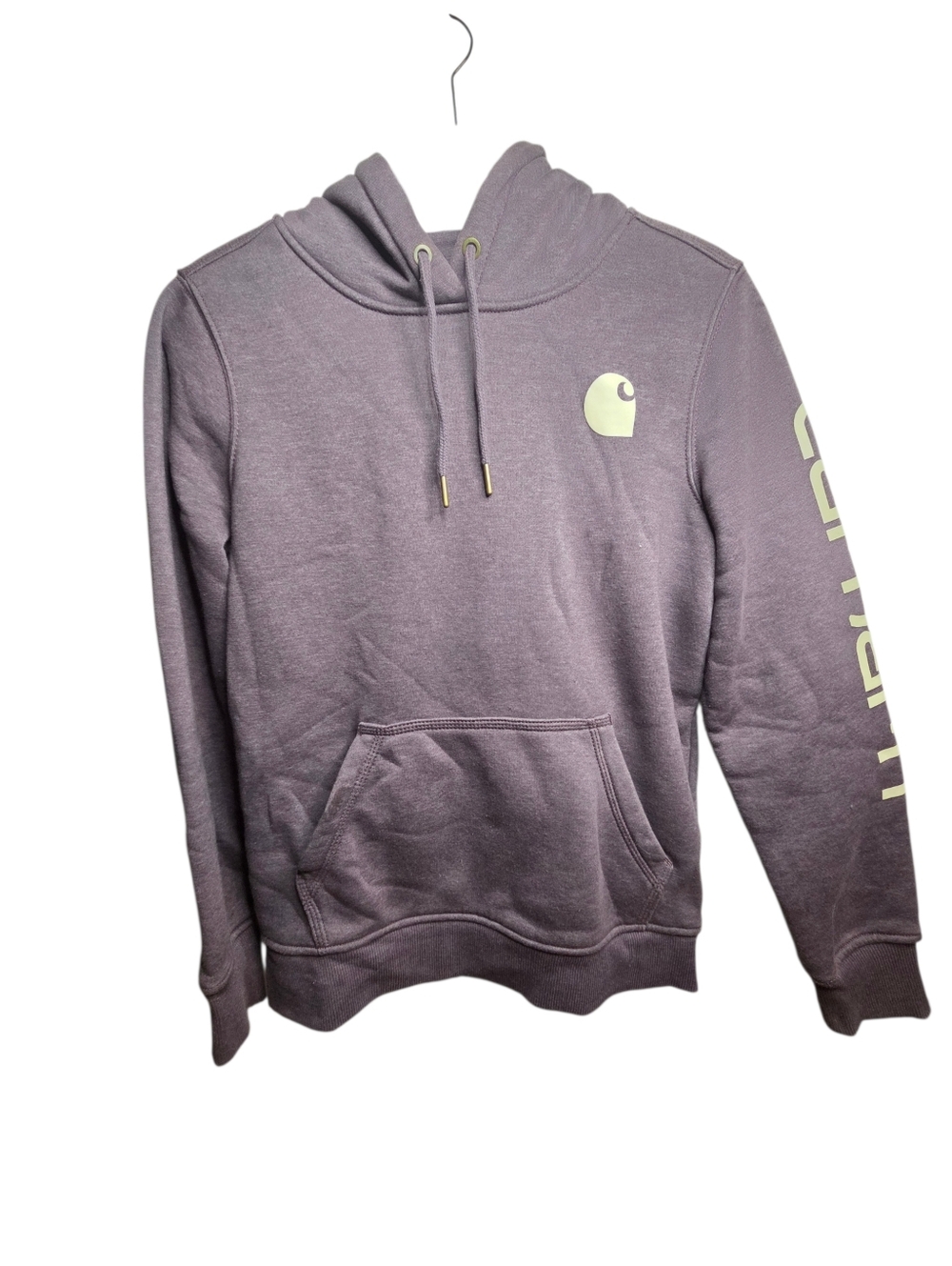 Carhartt Clarksburg Spellout Hoodie Sweatshirt Womens Sz XS Heathered Purple